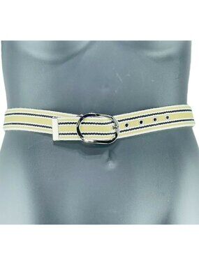 Nine West Womens Reversible Canvas Belt With Silver Buckle